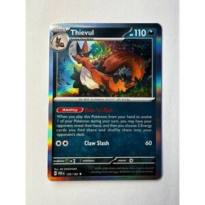 Pokémon Thievul 120/182 SV04: Paradox Rift Rare Holo Stage 1 110 HP Card
